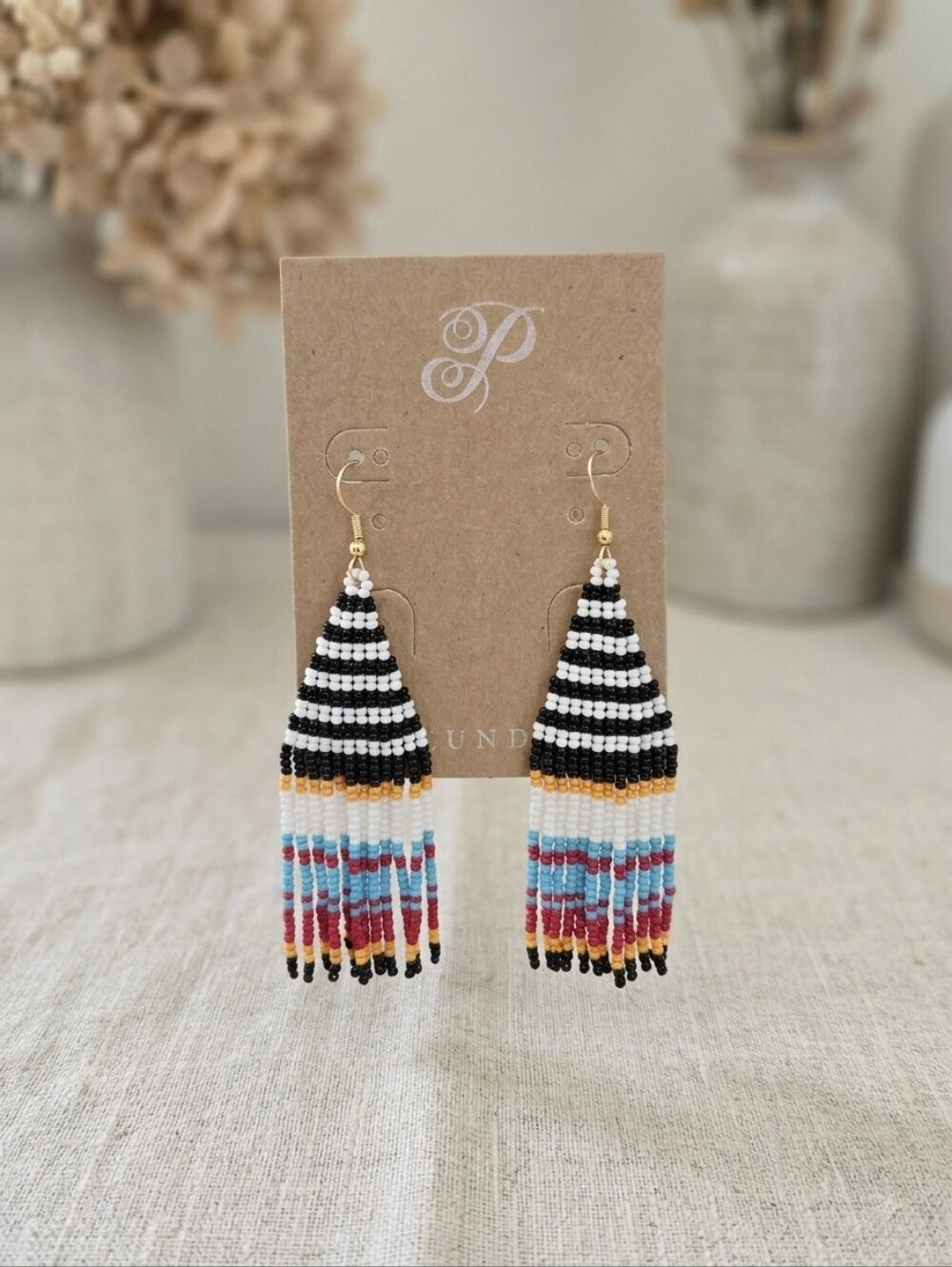 Plunder NWT Beaded Fringe Drop Earrings